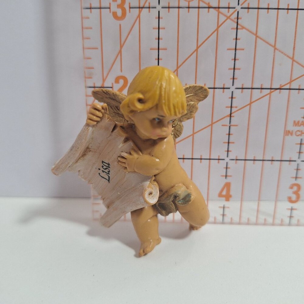 Simonette Depose Italy Cherub Angel Ornament Christmas 1987 Lisa Name Scroll - Picture 8 of 9